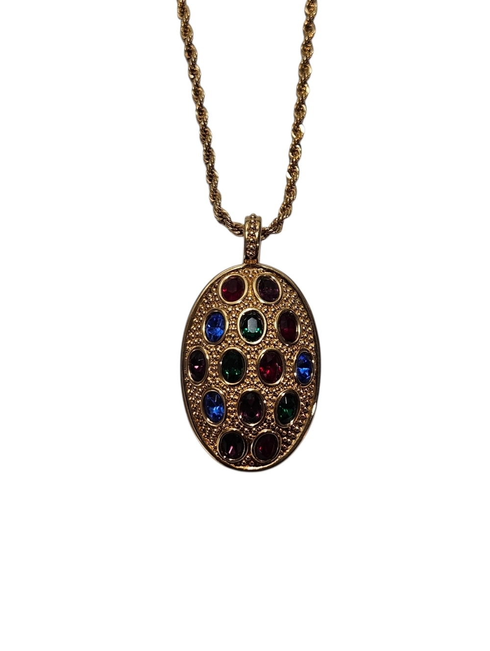 Swarovski Multicolor Crystal Oval Pendant Necklace 30"